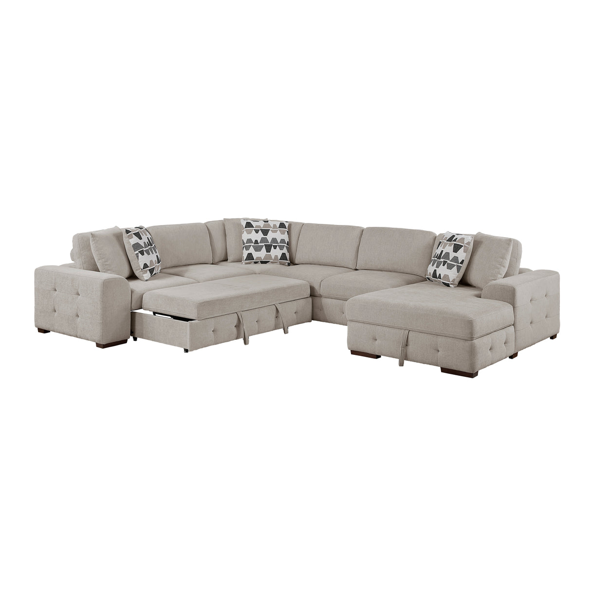 Raife Taupe 5-Piece Sectional with Right Chaise and Ottoman from Homelegance - Luna Furniture