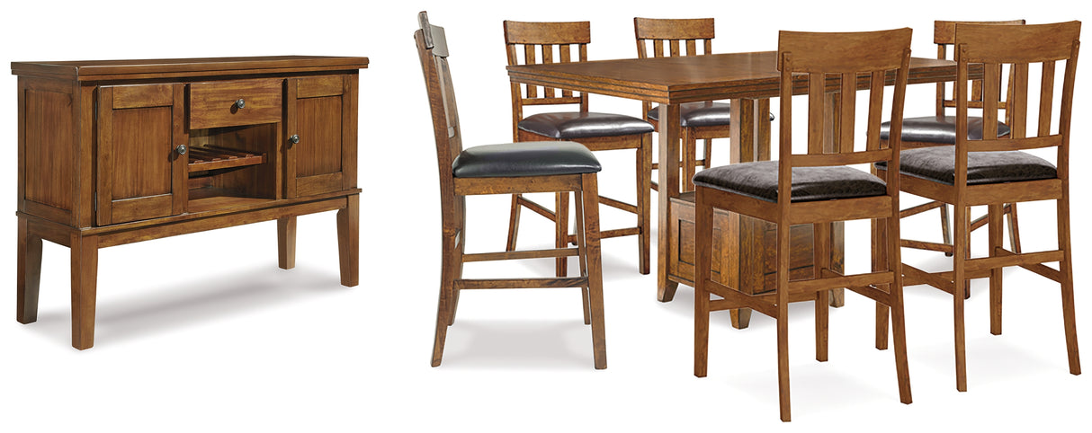 Ralene Counter Height Dining Table and 6 Barstools with Storage in Medium Brown from Ashley - Luna Furniture