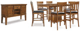 Ralene Counter Height Dining Table and 6 Barstools with Storage in Medium Brown from Ashley - Luna Furniture
