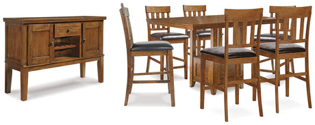 Ralene Counter Height Dining Table and 6 Barstools with Storage in Medium Brown from Ashley - Luna Furniture