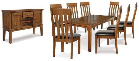 Ralene Dining Table and 8 Chairs with Storage in Medium Brown from Ashley - Luna Furniture