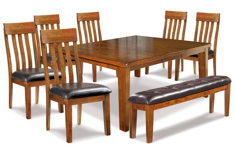 Ralene Medium Brown Dining Table and 6 Chairs and Bench from Ashley - Luna Furniture