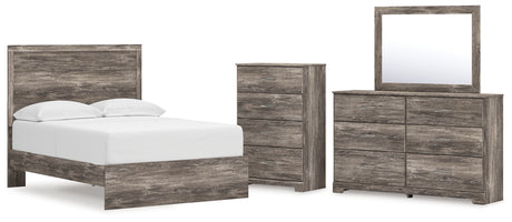 Ralinksi Full Panel Bed with Mirrored Dresser and Chest in Gray from Ashley - Luna Furniture