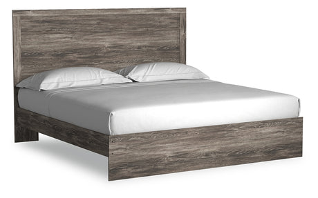 Ralinksi King Panel Bed with Mirrored Dresser, Chest and Nightstand in Gray from Ashley - Luna Furniture