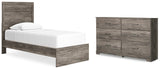 Ralinksi Twin Panel Bed with Dresser in Gray from Ashley - Luna Furniture