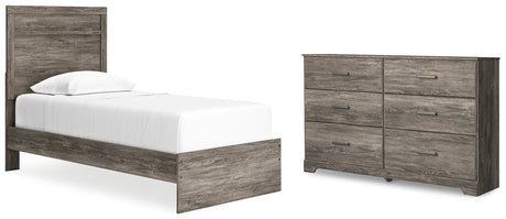 Ralinksi Twin Panel Bed with Dresser in Gray from Ashley - Luna Furniture