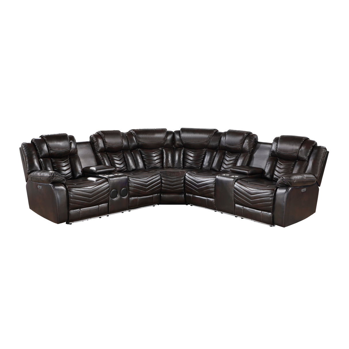 Ramone Dark Brown 3-Piece Power Reclining Sectional with Consoles from Homelegance - Luna Furniture
