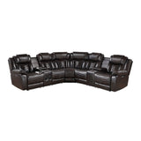 Ramone Dark Brown 3-Piece Power Reclining Sectional with Consoles from Homelegance - Luna Furniture