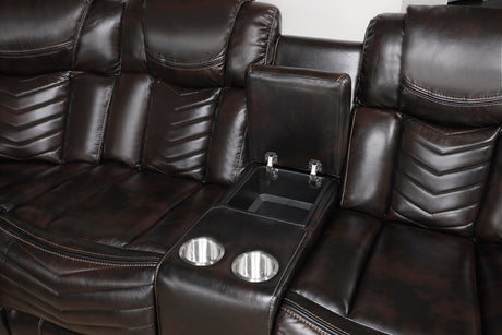 Ramone Dark Brown 3-Piece Power Reclining Sectional with Consoles from Homelegance - Luna Furniture