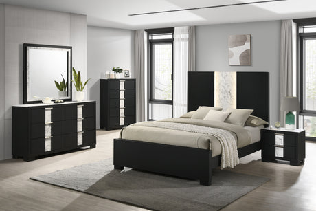Rangley Black King LED Panel Bed from Crown Mark - Luna Furniture