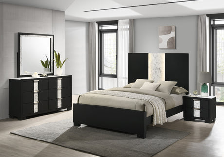 Rangley Black LED Panel Bedroom Set from Crown Mark - Luna Furniture