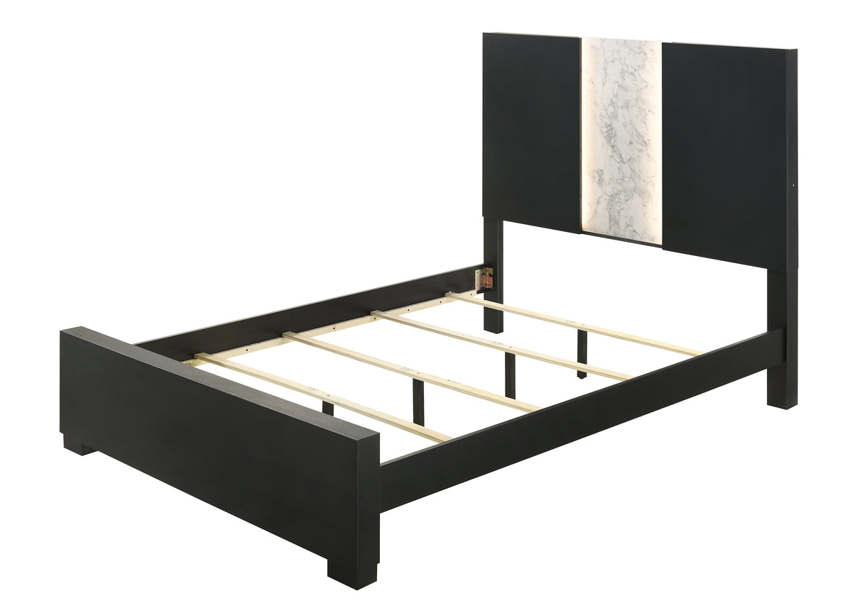 Rangley Black Queen LED Panel Bed from Crown Mark - Luna Furniture