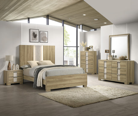 Rangley Driftwood King LED Panel Bed from Crown Mark - Luna Furniture