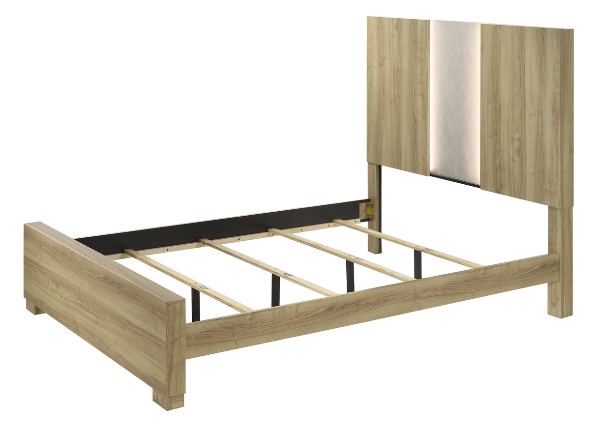 Rangley Driftwood King LED Panel Bed from Crown Mark - Luna Furniture