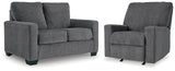 Rannis Pewter Twin Sofa Sleeper and Recliner from Ashley - Luna Furniture