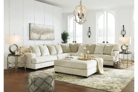 Rawcliffe Parchment 3-Piece Sectional with Ottoman from Ashley - Luna Furniture