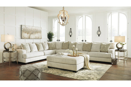 Rawcliffe Parchment 4-Piece Sectional with Ottoman from Ashley - Luna Furniture