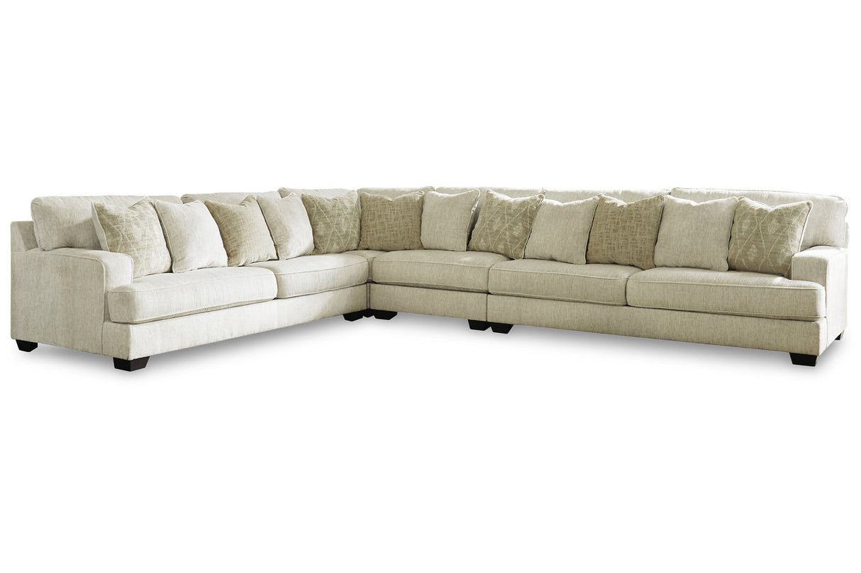 Rawcliffe Parchment 4-Piece Sectional with Ottoman from Ashley - Luna Furniture