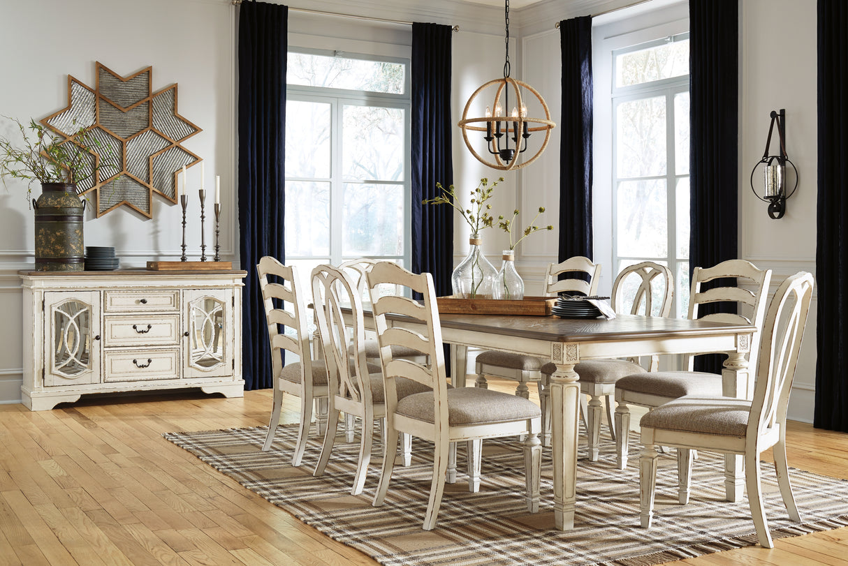 Realyn Chipped White Dining Table and 4 Chairs from Ashley - Luna Furniture