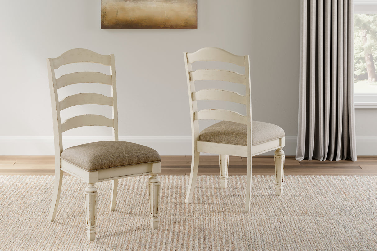 Realyn Chipped White Dining Table and 4 Chairs from Ashley - Luna Furniture