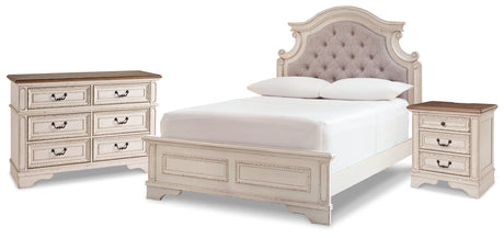 Realyn Chipped White Full Panel Bed, Dresser and Nightstand from Ashley - Luna Furniture