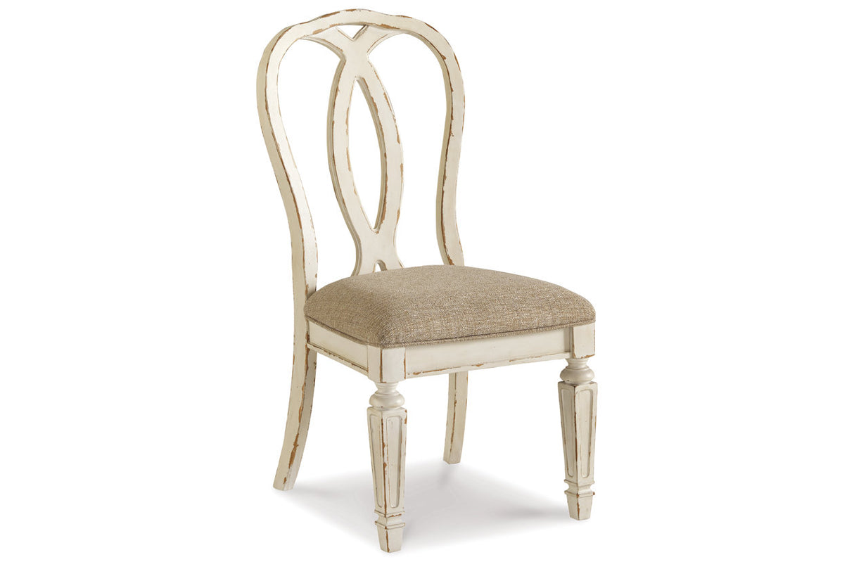 Realyn Chipped White Oval Dining Table and 8 Ribbon Back Chairs from Ashley - Luna Furniture