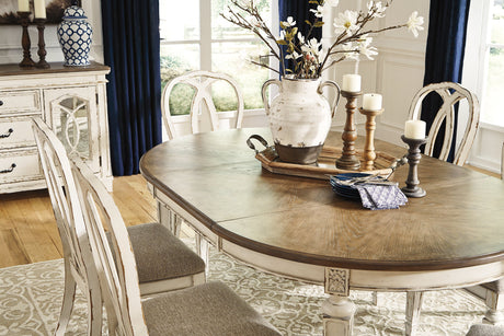 Realyn Chipped White Oval Dining Table and 8 Ribbon Back Chairs from Ashley - Luna Furniture