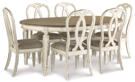 Realyn Chipped White Oval Extendable Round/Oval Ribbon Dining Set from Ashley - Luna Furniture
