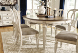 Realyn Chipped White Oval Extendable Round/Oval Ribbon Dining Set from Ashley - Luna Furniture