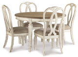 Realyn Chipped White Oval Extendable Round/Oval Ribbon Dining Set from Ashley - Luna Furniture