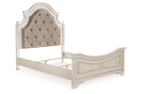 Realyn Chipped White Queen Upholstered Panel Bed from Ashley - Luna Furniture
