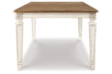 Realyn Chipped White Rectangular Dining Table with 2 Ribbon and 6 Ladder Chairs from Ashley - Luna Furniture