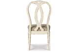 Realyn Chipped White Rectangular Dining Table with 2 Ribbon and 6 Ladder Chairs from Ashley - Luna Furniture