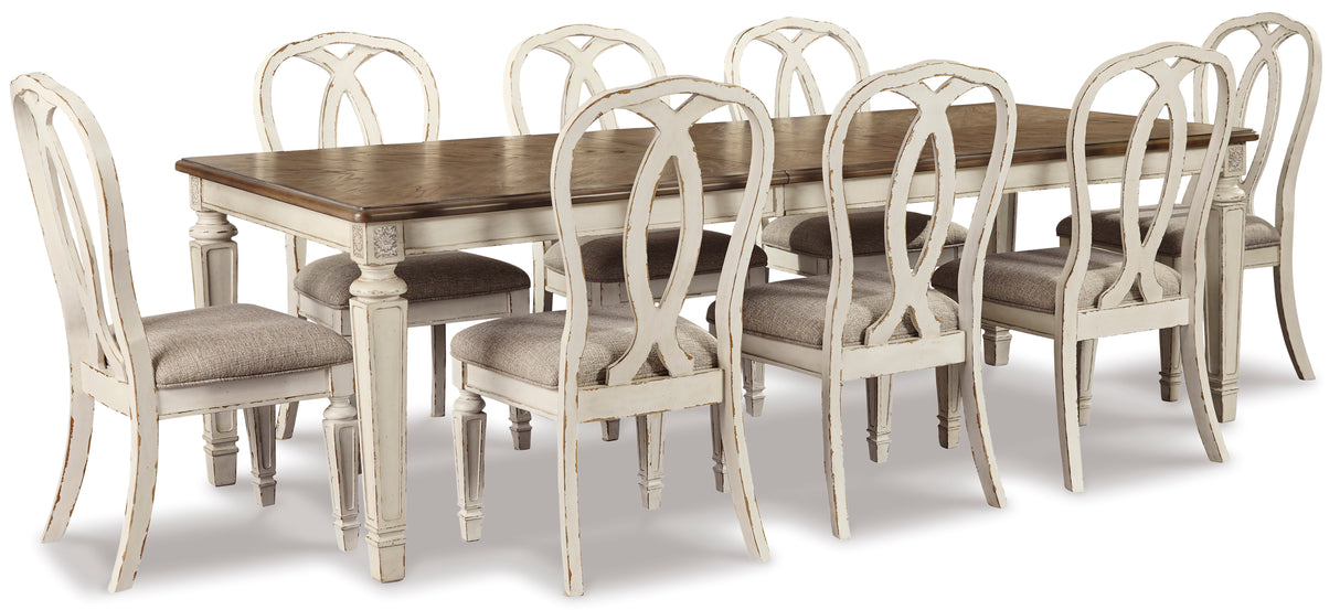 Realyn Chipped White Rectangular Extendable Ribbon Dining Set from Ashley - Luna Furniture