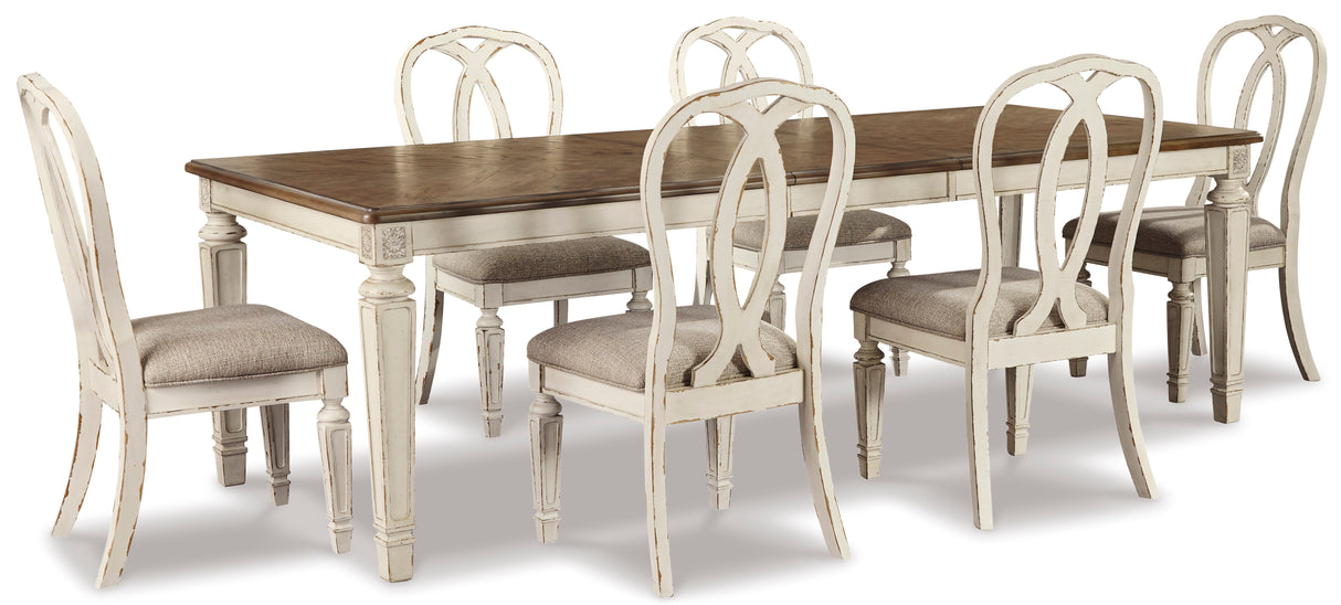 Realyn Chipped White Rectangular Extendable Ribbon Dining Set from Ashley - Luna Furniture