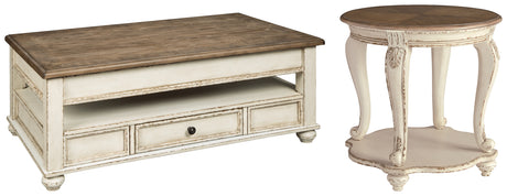 Realyn Coffee Table with 1 End Table in White/Brown from Ashley - Luna Furniture