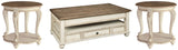 Realyn Coffee Table with 2 End Tables in White/Brown from Ashley - Luna Furniture
