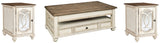 Realyn Coffee Table with 2 End Tables in White/Brown from Ashley - Luna Furniture