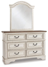 Realyn Full Panel Bed with Mirrored Dresser, Chest and 2 Nightstands in Chipped White from Ashley - Luna Furniture