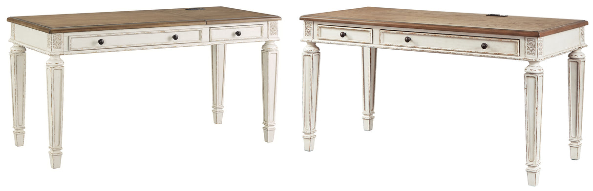 Realyn Home Office 2 Desks in White/Brown from Ashley - Luna Furniture