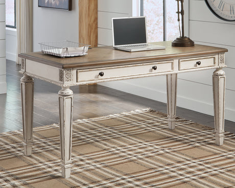 Realyn Home Office Desk and Storage in White/Brown from Ashley - Luna Furniture