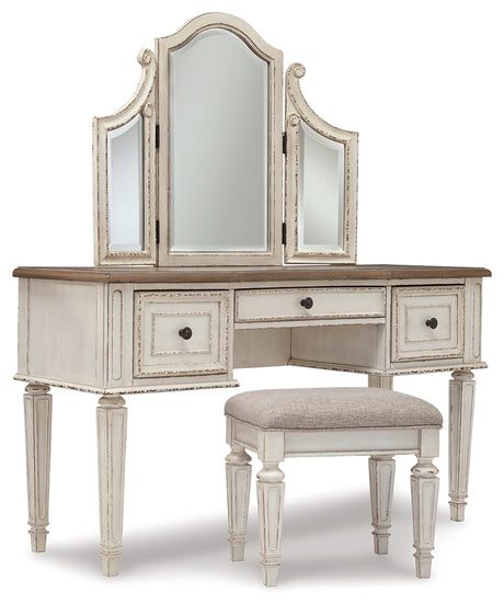Realyn Queen Panel Bed, Dresser, Mirror and Vanity from Ashley - Luna Furniture