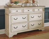 Realyn Queen Upholstered Panel Bed with Dresser in Chipped White from Ashley - Luna Furniture