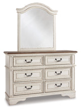 Realyn Twin Panel Bed with Mirrored Dresser, Chest and Nightstand in Chipped White from Ashley - Luna Furniture