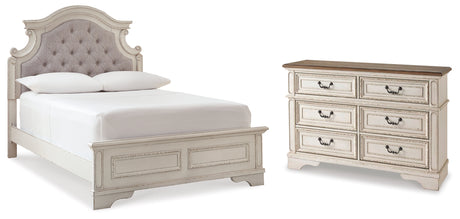 Realyn Two-tone Full Upholstered Panel Bed with Dresser from Ashley - Luna Furniture