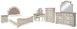 Realyn Two-tone King Panel Bed, Dresser, Mirror, Chest, Vanity and Nightstand from Ashley - Luna Furniture