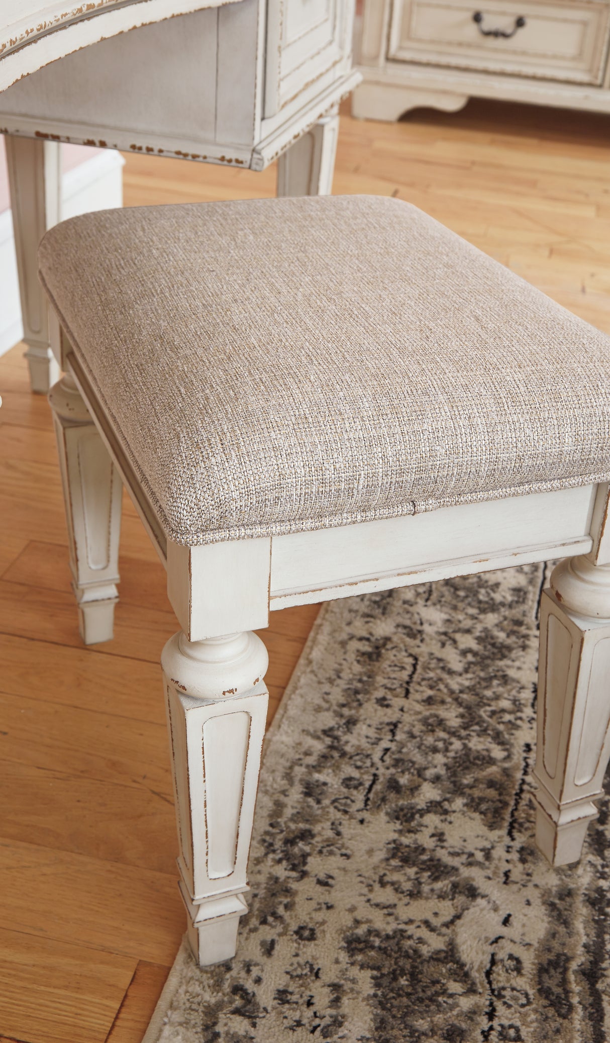 Realyn Two-tone King Panel Bed, Dresser, Mirror, Chest, Vanity and Nightstand from Ashley - Luna Furniture