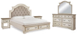 Realyn Two-tone King Panel Bed, Dresser, Mirror and 2 Nightstands from Ashley - Luna Furniture