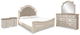 Realyn Two-tone King Panel Bed, Dresser, Mirror and 2 Nightstands from Ashley - Luna Furniture