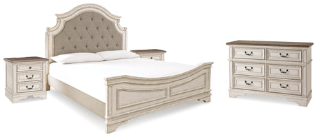 Realyn Two-tone King Panel Bed, Dresser and 2 Nightstands from Ashley - Luna Furniture